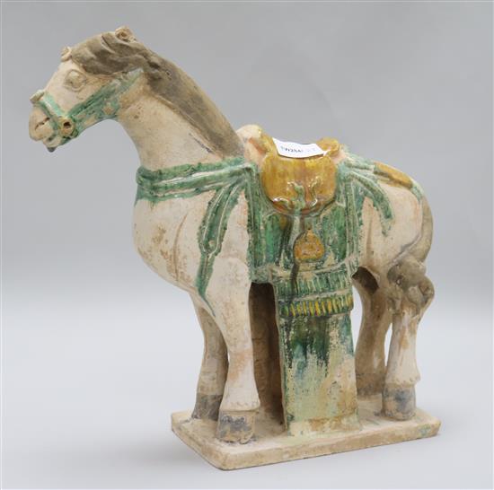 A Chinese sancai pottery horse, possibly Ming with certificate